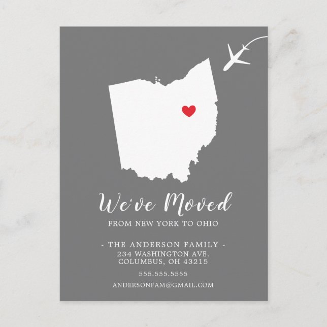 Flytta Announation State OHIO-vykort Vykort (Framsida)