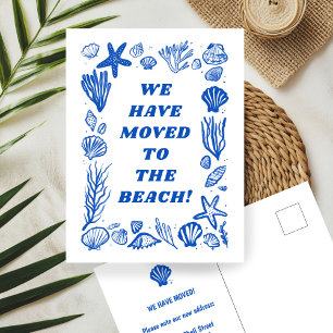 FLYTTA ANNOUNCEMENT ADRESS Blue Seashells Beach Vykort