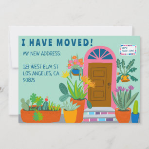 Flytta Announcement Adress Colorful Front Door Inbjudningar