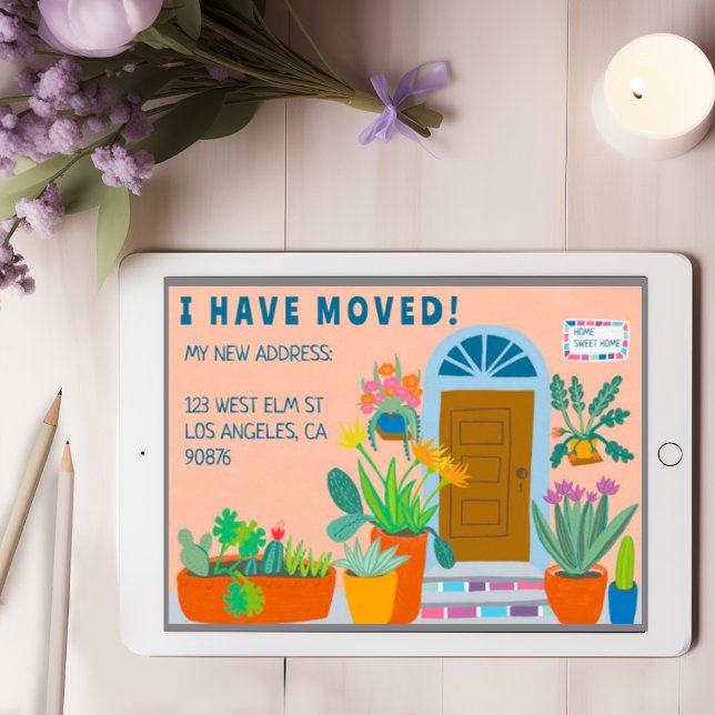 Flytta Announcement Adress Colorful Front Door Inbjudningar (Skapare uppladdad)
