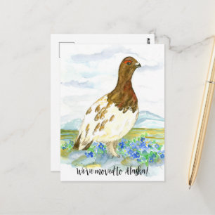 Flytta Announcement Alaska Willow Ptarmigan Bird Vykort
