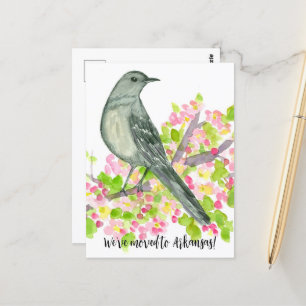 Flytta Announcement Arkansas Mockingbird Flowers Vykort