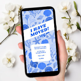 FLYTTA ANNOUNCEMENT Blue Seashells Beach Träd-free Spara Datumet