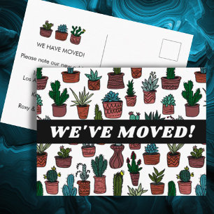 FLYTTA ANNOUNCEMENT Cacti Houseplantor Mönster Vykort
