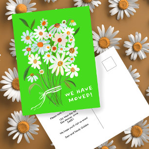FLYTTA ANNOUNCEMENT Cute Daisy Bouquet Handmålat Vykort