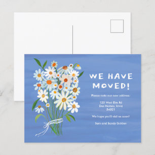 FLYTTA ANNOUNCEMENT Cute Daisy Bouquet Handmålat Vykort