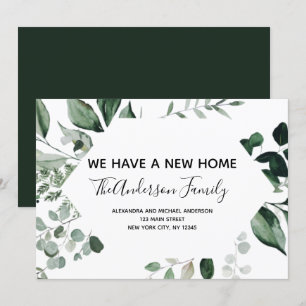 Flytta Announcement Eucalyptus Greenery Inbjudningar