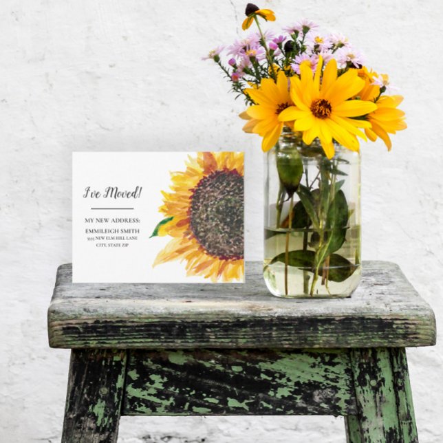 Flytta Announcement Gult Solrovit Vykort (Skapare uppladdad)