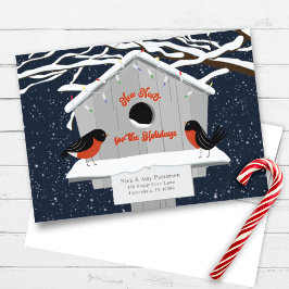 Flytta Announcement Helgdag Navy Julkort