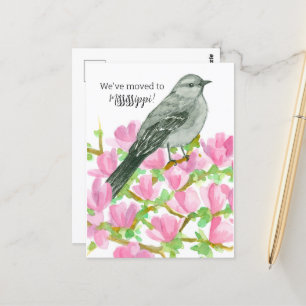 Flytta Announcement Mississippi Mockingbird Flower Vykort
