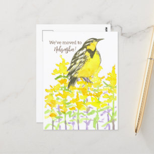 Flytta Announcement Nebraska Meadowlark Goldenrod Vykort