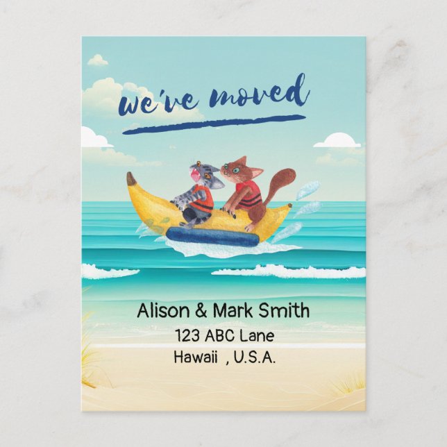 Flytta Announement New House i Seaside Älskare Vykort (Framsida)