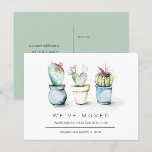 Flytta Announement Postcards Watercolor Cactus Vykort