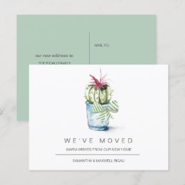 Flytta Announement Postcards Watercolor Cactus Vykort