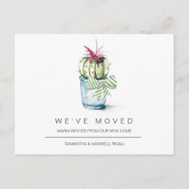 Flytta Announement Postcards Watercolor Cactus Vykort