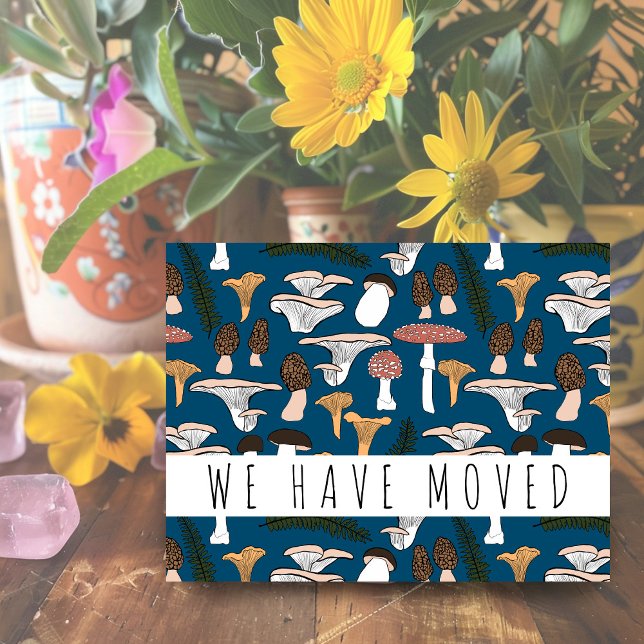 Flytta Announgi, New Home Adress Forest Fungi Vykort (Moving Announcement New Home Address Forest Fungi Postcard
)