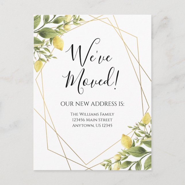 Flytta Announs Lemons Geometric Ram Vykort (Framsida)