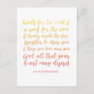 Flytta Announting Irish Blessing Postcard Meddelande Vykort
