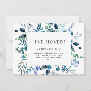 Flytta av Blommigt av vattenfärgen Eucalyptus Blue Meddelande