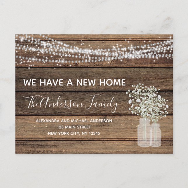 Flytta av budgeten: Rustic Farmhouse Wood Vykort (Framsida)