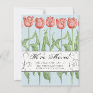 Flytta av budgetkort för vintage Rosa Tulip Blommi