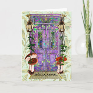 Flytta av Cute Fairy Door Välkomna Mat Houseuppvär Kort