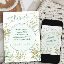 Flytta av Foliage för ny adress Elegant Script Br Meddelande