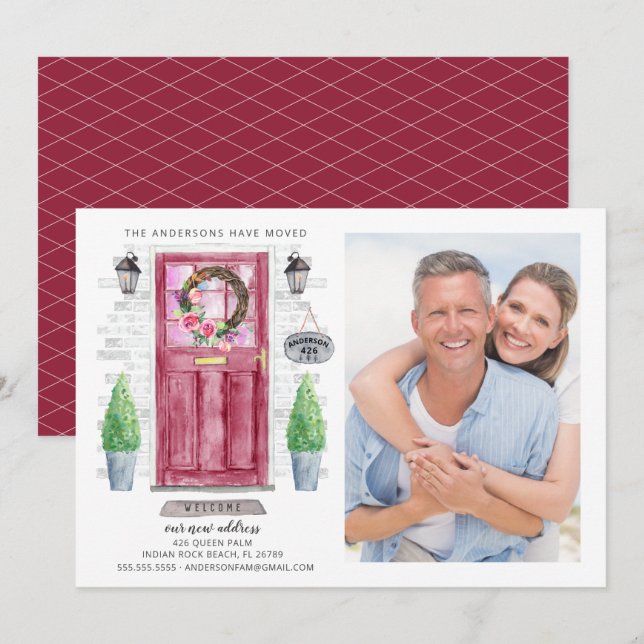 Flytta av frontdörrfoto inbjudningar (Fram/baksida)