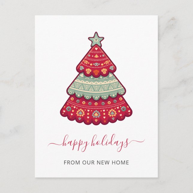 Flytta av Helgdag i Cute Julgran Vykort (Framsida)