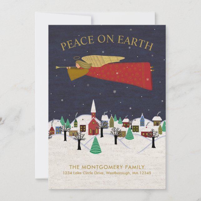 Flytta av julangel Town Folk Art Helgdag Meddelande (Framsida)