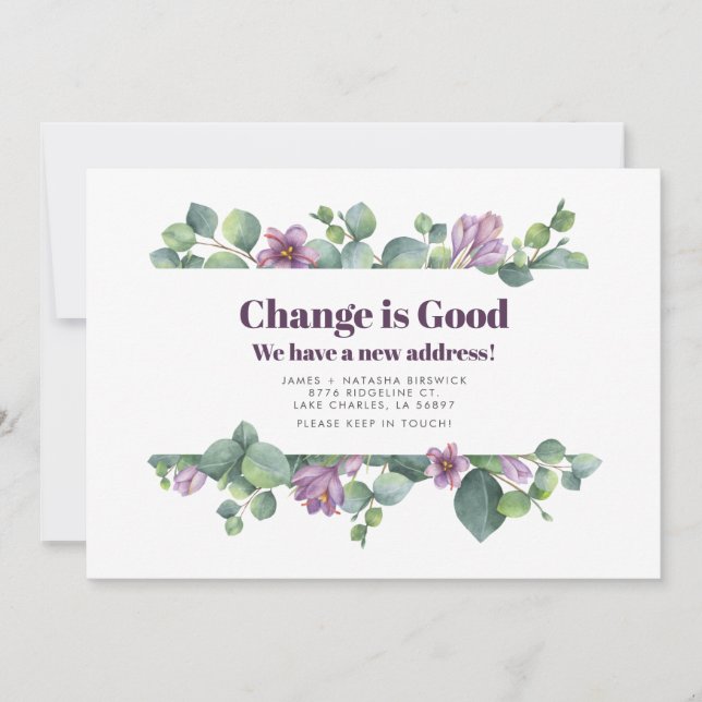 Flytta av nya hemlandsbaserade Adress Eucalyptus Meddelande (Framsida)