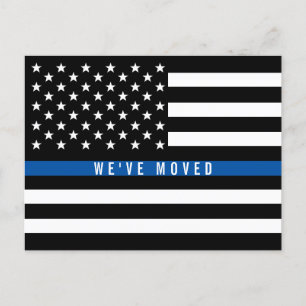 Flytta av polistunnin Blue Line American Flagga Meddelande Vykort