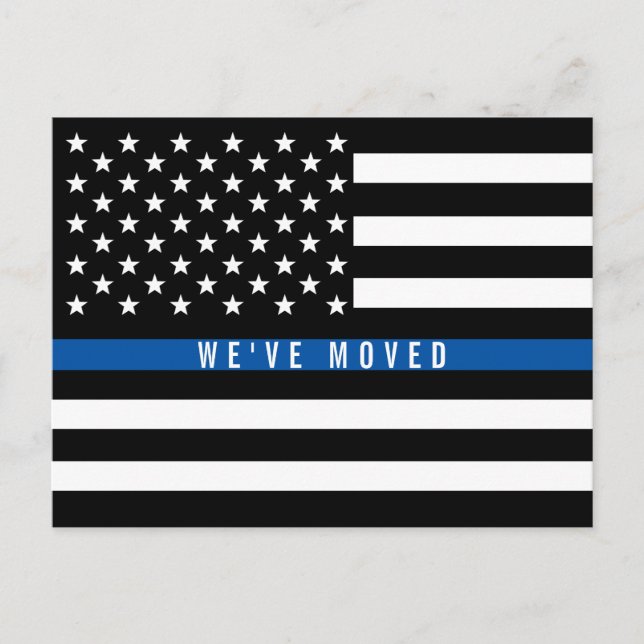 Flytta av polistunnin Blue Line American Flagga Meddelande Vykort (Framsida)