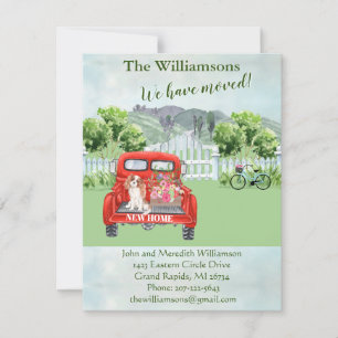 Flytta Blommigten Vi har flyttat Red Lastbil på la Meddelande