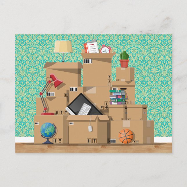 Flytta Boxes New House Adress Meddelande Vykort (Framsida)