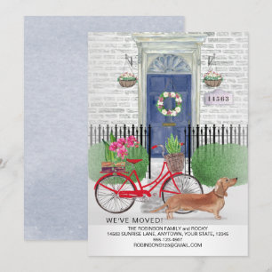 Flytta Brown Dachshund Hund Bicycle Door New Home Meddelande