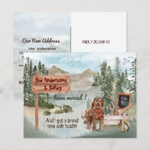Flytta Brown Labradoodle Woodland Ny adress Meddelande Vykort