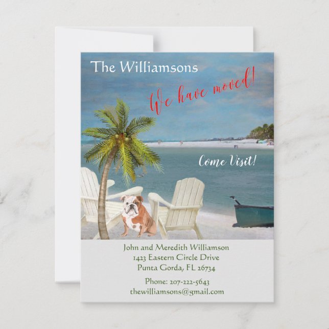 Flytta budget för vi har flyttat Hund Ocean Beach Meddelande (Framsida)