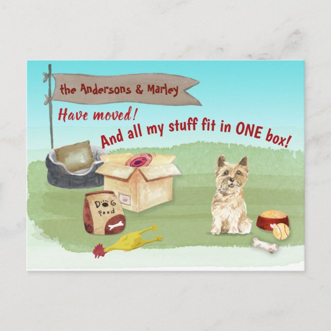 Flytta Cairn Terrier Leksak vårt nya hem Vykort (Framsida)