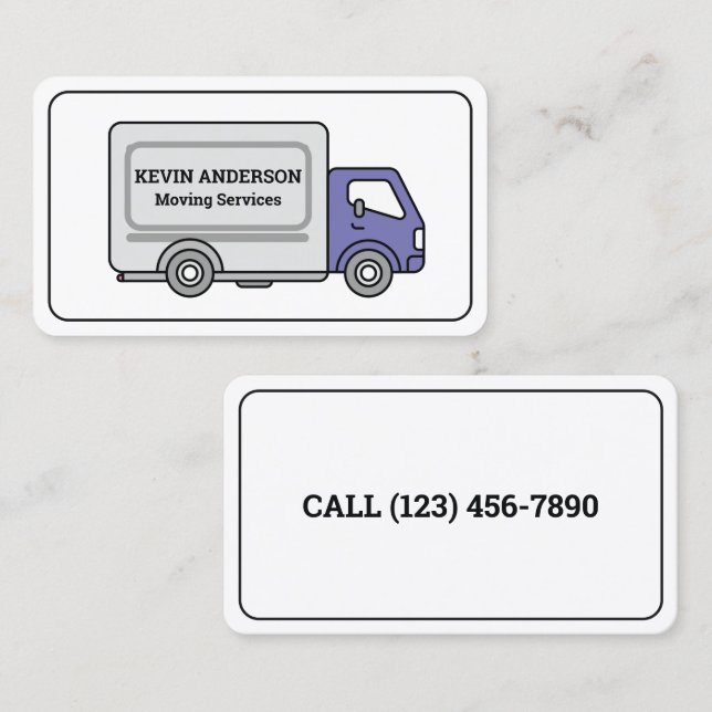 Flytta Company Box Lastbil Visitkort (Fram/baksida)