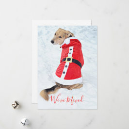 Flytta Cute-julen Hund i Snö Red Santa Kostym Julkort