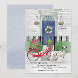 Flytta Dalmatien Hund Bicycle Blue Door New Home Meddelande