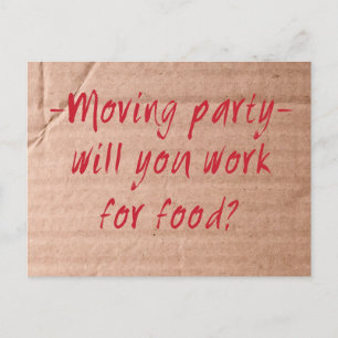 Flytta Day Party vykort - arbete för mat?