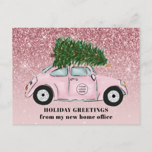 Flytta din Logotyp hit Rosa Car Julgran Office Fly Meddelande Vykort