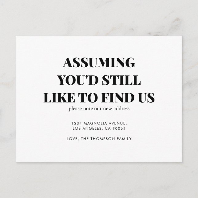 Flytta för modern, klassisk, minimalistisk typogra meddelande vykort (Framsida)