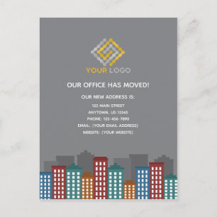 Flytta för ny adress Business Logotyp Office Vykort