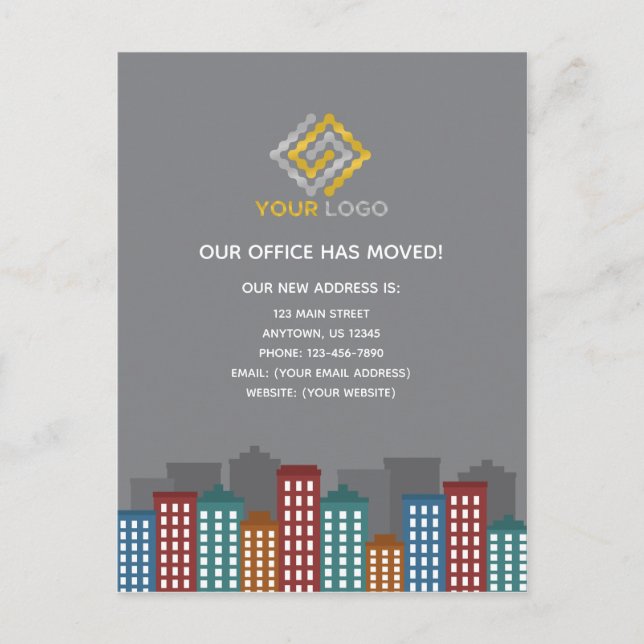 Flytta för ny adress Business Logotyp Office Vykort (Framsida)