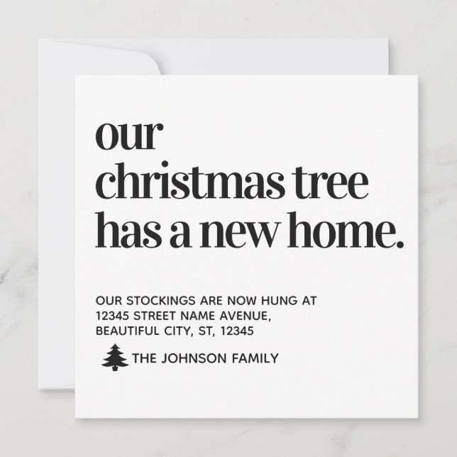 Flytta för nya Vi har flyttat i julgran Meddelande (Framsida)