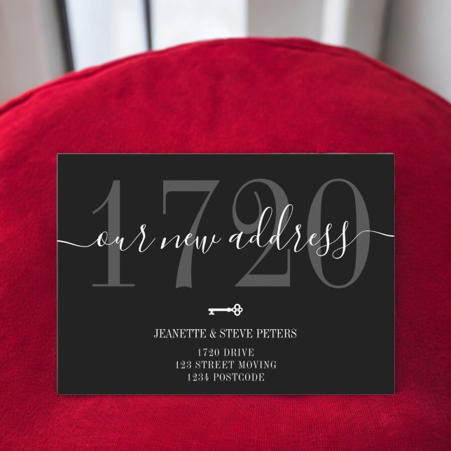 flytta för nytt adress svartvit coola meddelande (New Address number white black cool script moving Announcement)