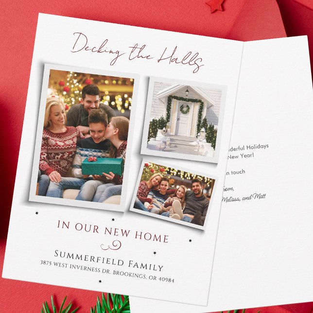 Flytta för vi har flyttat julfotopatsamling (Christmas Moving Announcement Family Photo Collage Holidays New Address)